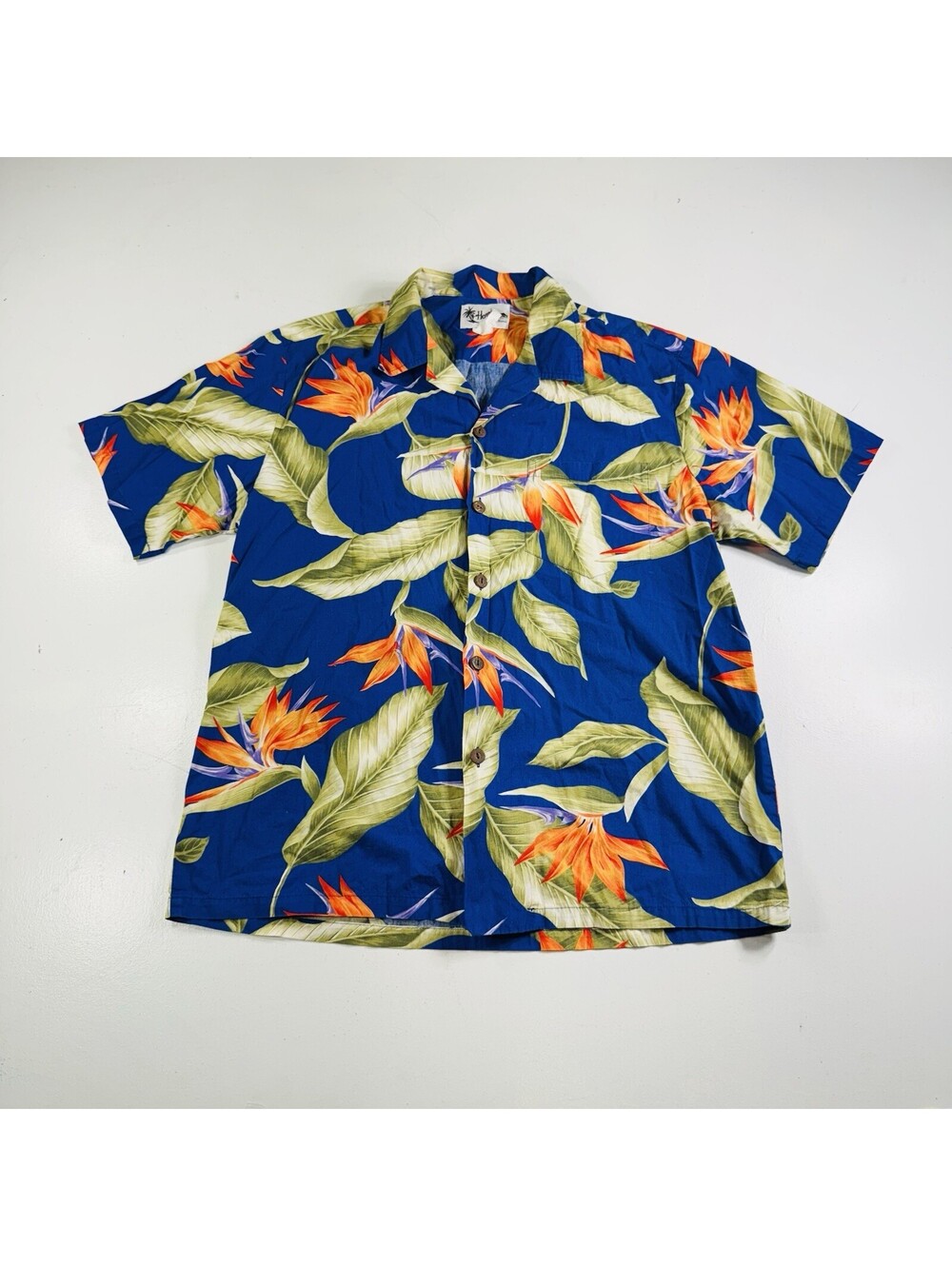 Howie Hawaiian Shirt Blue Floral Men’s Size Large